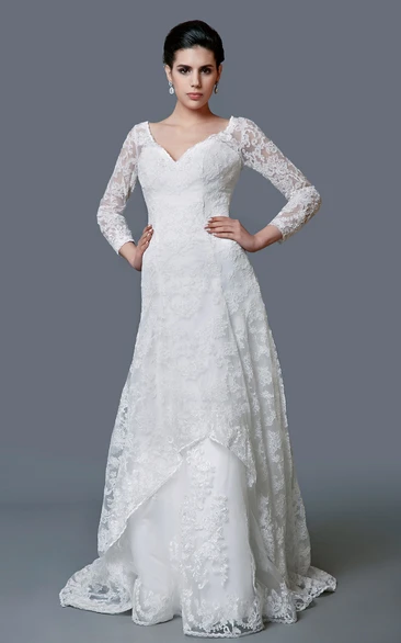 Amazing Lace Mermaid Dress With Long Sleeves