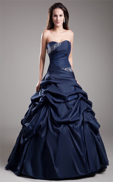 Lovely A-Line Princess Ball Gown With Ruching And Crystal Detailing