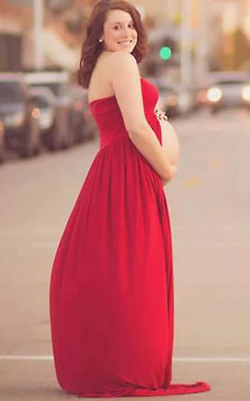 Maternity Gown In Scarlet Red Jersey Dress