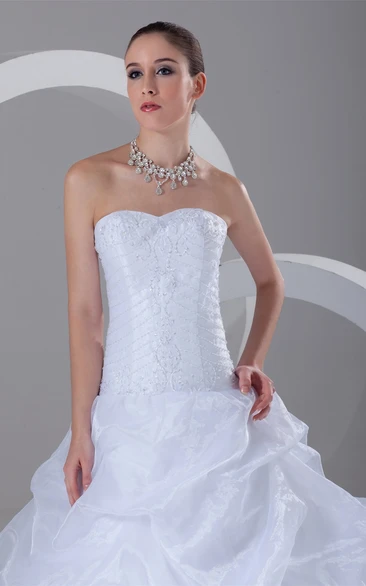 Sweetheart Pick-Up A-Line Ball Gown with Jeweled Bodice