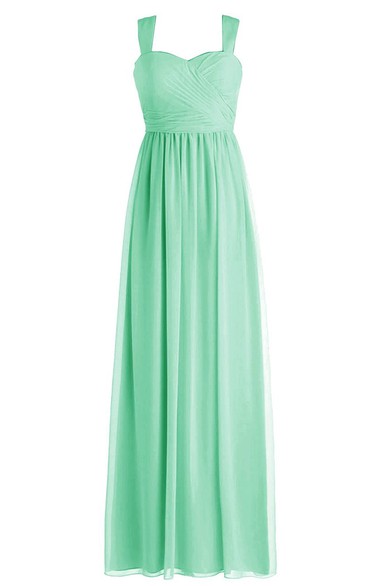 Simple Straps Sweetheart Side-drappping Chiffon A-line Gown