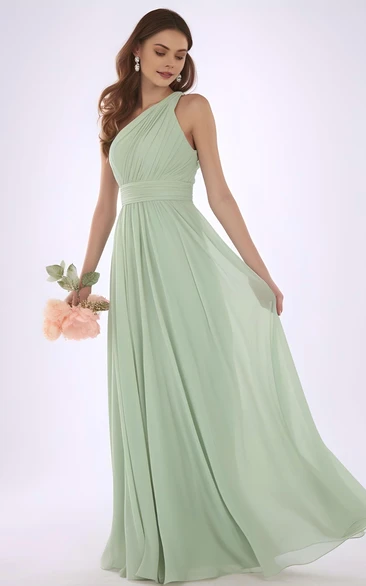 Elegant A-Line One-shoulder Chiffon Bridesmaid Dress