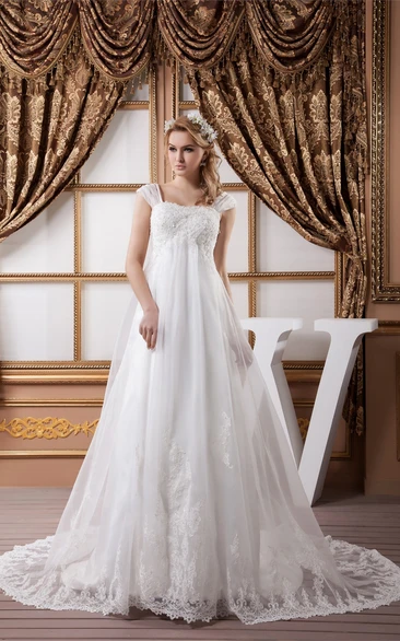 Cap Sleeve Empire Waist Wedding Dress