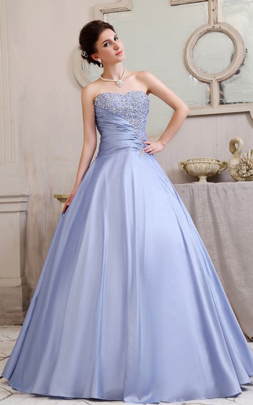 Fabulous A-Line Strapless Romantic Ball Gown With Crystal Detailing