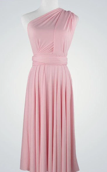 Ruched One-shouldered Gown With Sash and Straps