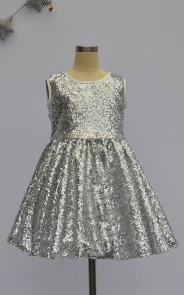 Sleeveless Jewel Sequins Dress With Pleats