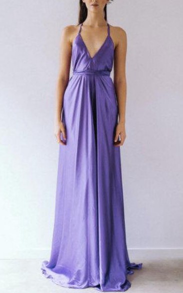 V-Neck Sleeveless Floor-Length Dress With Straps