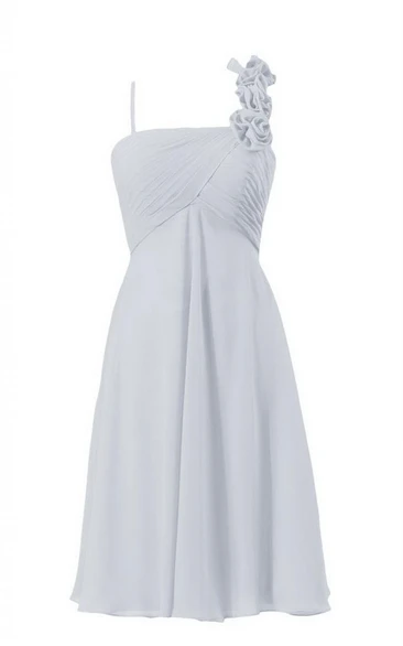 Sleeveless Empire Chiffon Dress With Floral Strap