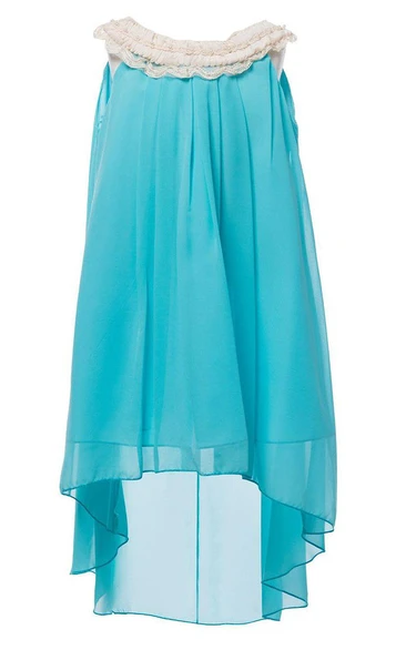 Sleeveless A-line High-low Chiffon Dress With Pleats