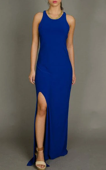 Blue Open Back Maxi Sexy Slit Evening Formal Long Evening Gown Cocktail Bridesmaid Dress