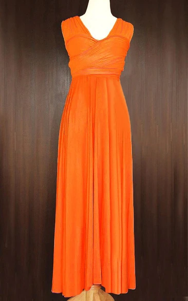 Maxi Orange Bridesmaid Convertible Wrap Full Length Wedding Cocktail Dress