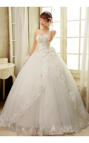 Gorgeous Sweetheart Appliques Beads Wedding Dresses Ball Gown Tulle Bridal Gown