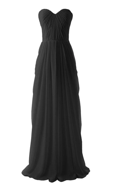 Sweetheart Long Chiffon Gown With Pleats