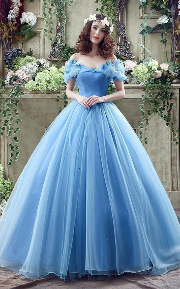 Princess Off-the-Shoulder Sequins Tulle Ball Gown Wedding Dress on Sale