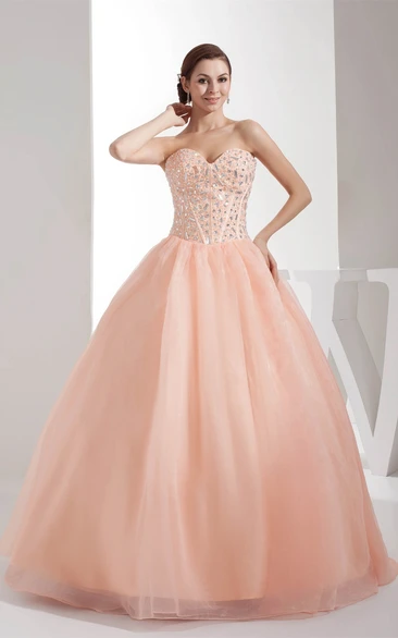 Sweetheart Pleated A-Line Ball Gown with Gemmed Bodice