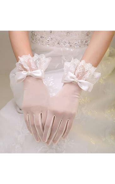 Korean Bow Elastic Short Lace Gloves