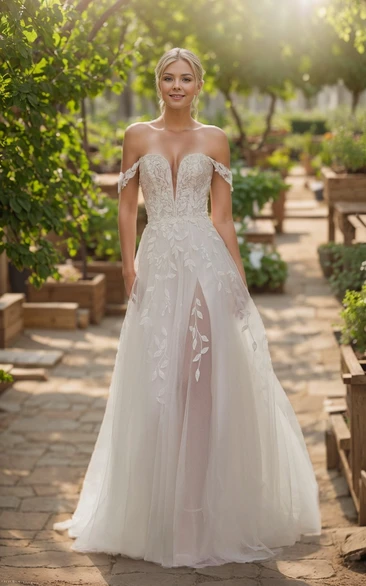 Ethereal Modern Boho A-Line Appliques Long Sleeve Wedding Ethereal Modern Boho A-Line Appliques Long Sleeve Wedding