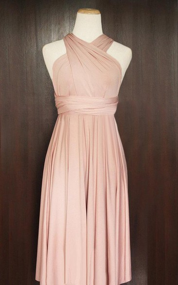 Short Nude Pink Infinity Multiway Convertible Wrap Dress