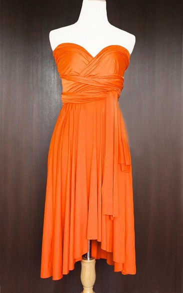 Orange Bridesmaid Convertible Wrap Wedding Cocktail Prom Twist Dress