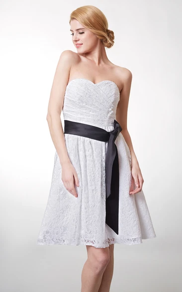 Sweetheart Knee-Length Lace Bridesmaid Dress - June Bridals