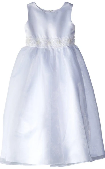 Sleeveless A-line Dress With Beadings and Bow