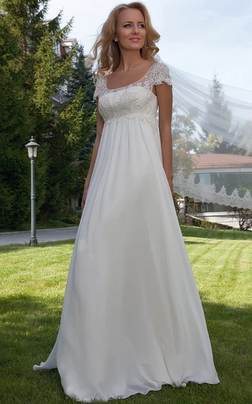 Cap Sleeve Empire Waist Wedding Dress