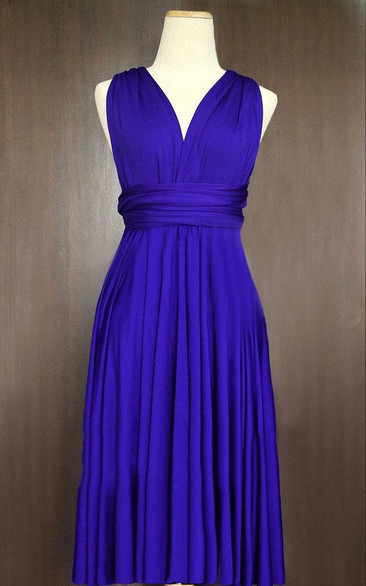 Short Royal Blue Bridesmaid Convertible Wrap Dress