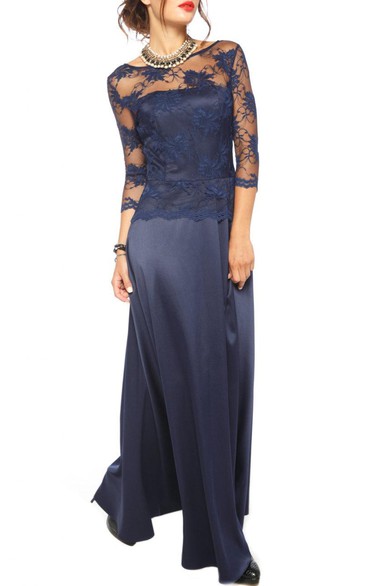 Floor-length Lace&Satin Dress