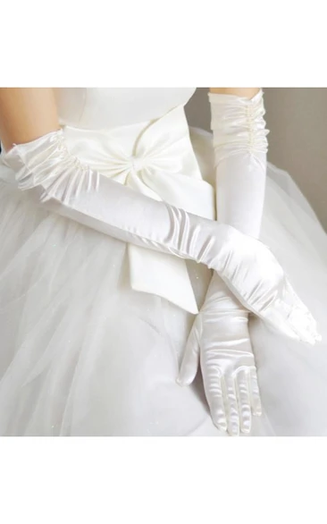 Lace Satin Plus Long Elbow White Wedding Gloves