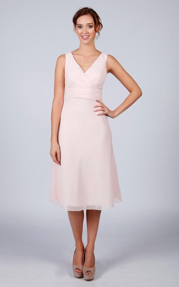 Pale Pink Classic Short Bridesmaid Dress