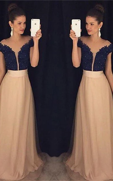 Elegant Off-the-shoulder A-line Evening Dress Beadings Lace Appliques
