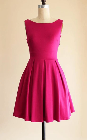 Fit and Flare Short Dress With Pleated Skirt