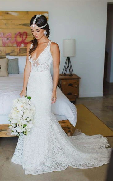 Backless Trumpet Wedding Dress