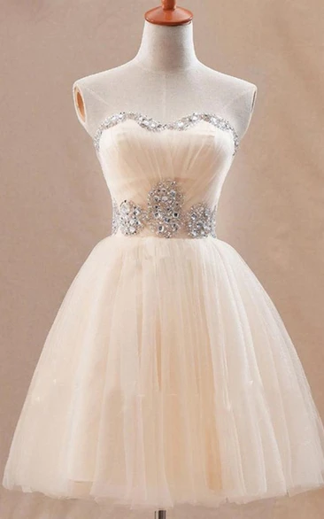 Cute Sweetheart Short Tulle Homecoming Dress With Crystals