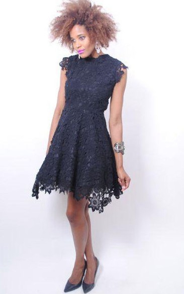 Vintage Inspired Black Lace Crochet Mini Dress