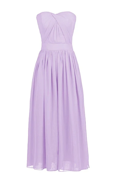 Simple Pleated Chiffon A-line Gown With Zipper Back
