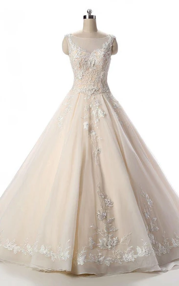 Lace Organza Weddig Dress With Beading