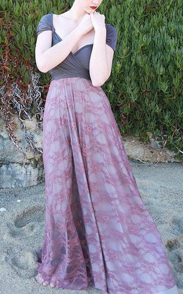 Two Toned Satin And Lace Octopus Infinity Wrap Mauve Lace With Glacier Dark Grey ~ Wedding Gown Maternity Etc Dress