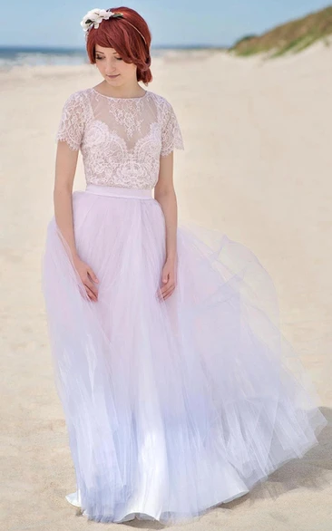 Serenity Ombre Wedding Girly Cute Wedding Lace And Tulle Wedding With A Slit Rose Quartz And Serenity Dress