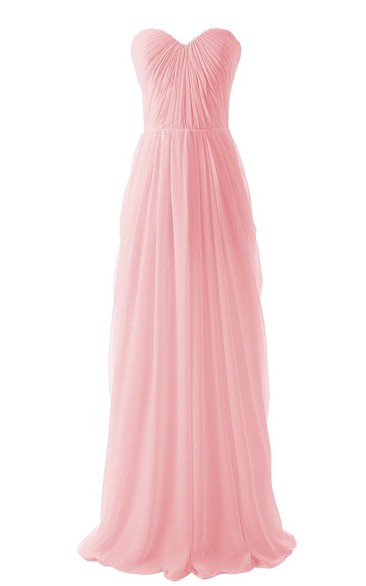 Sweetheart Pleated Chiffon A-line Gown With Zipper Back