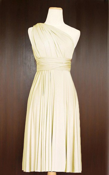 Short Champagne Infinity Multiway Convertible Wrap Dress