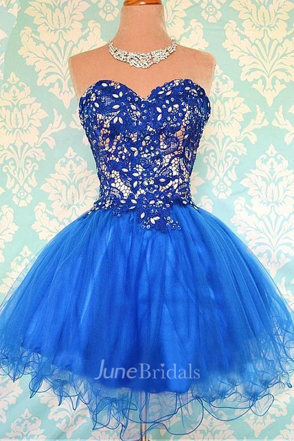 Modern Sweetheart Sleeveless Short Homecoming Dress With Appliques ...