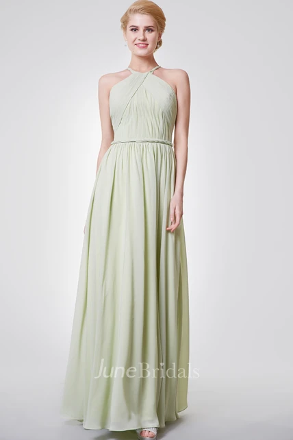 Halter Chiffon Evening Dress with Sexy Back - June Bridals
