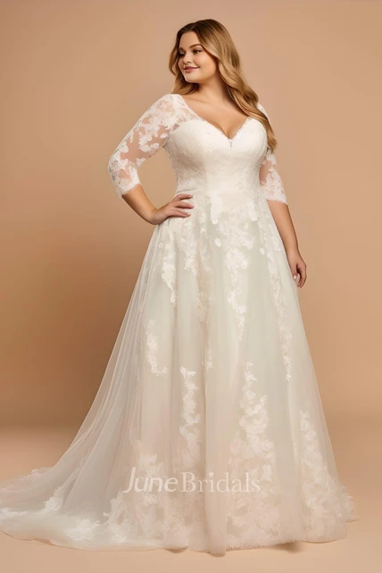 Floral plus size wedding dresses hotsell