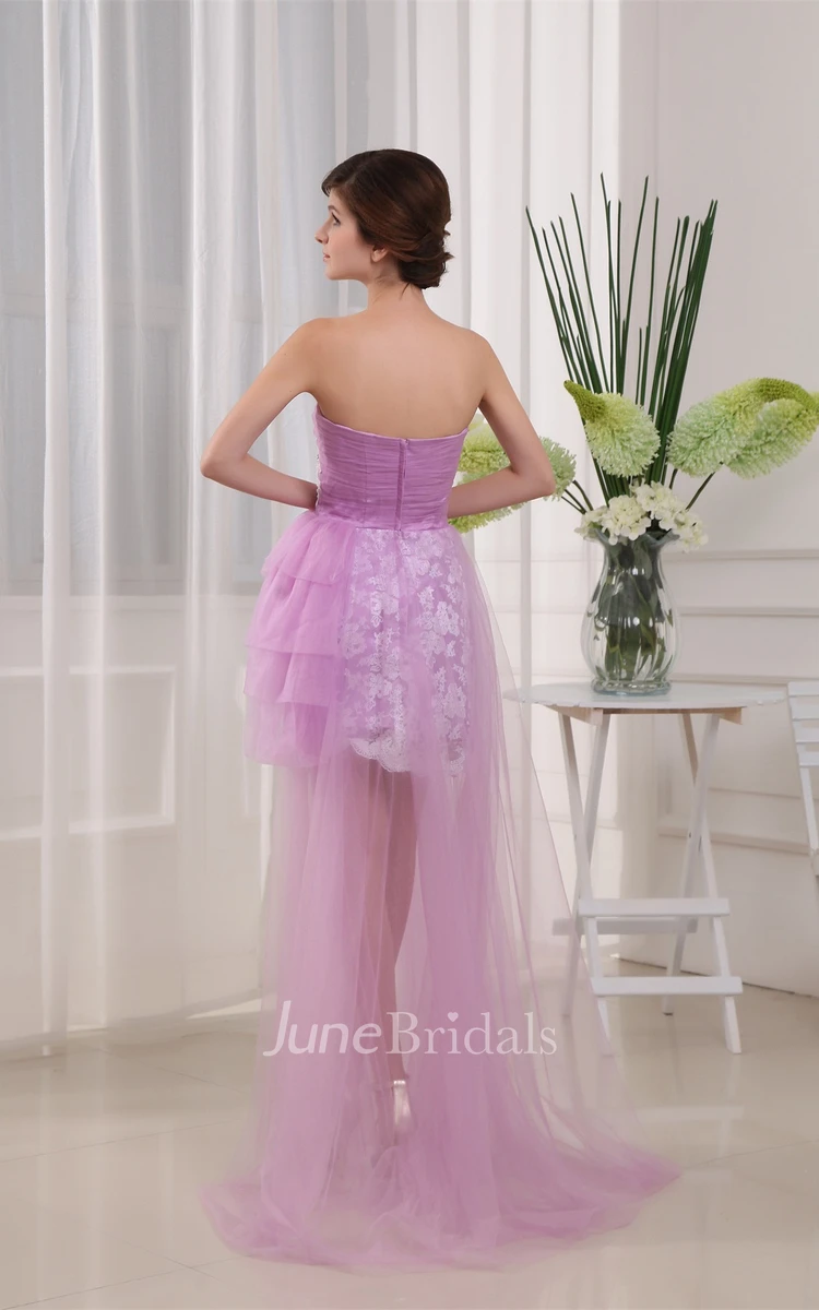 Strapless Tulle Fitted Mini Dress with Appliques
