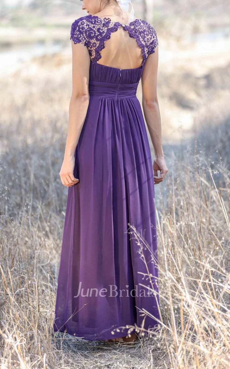 Latest Illusion Purple Bridesmaid Dress