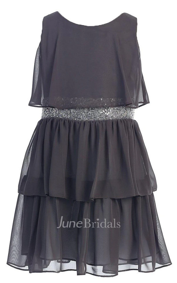 Sleeveless A-line Pleated Dress With Sequins