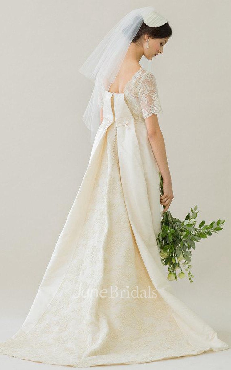 Watteau Train Wedding Dress