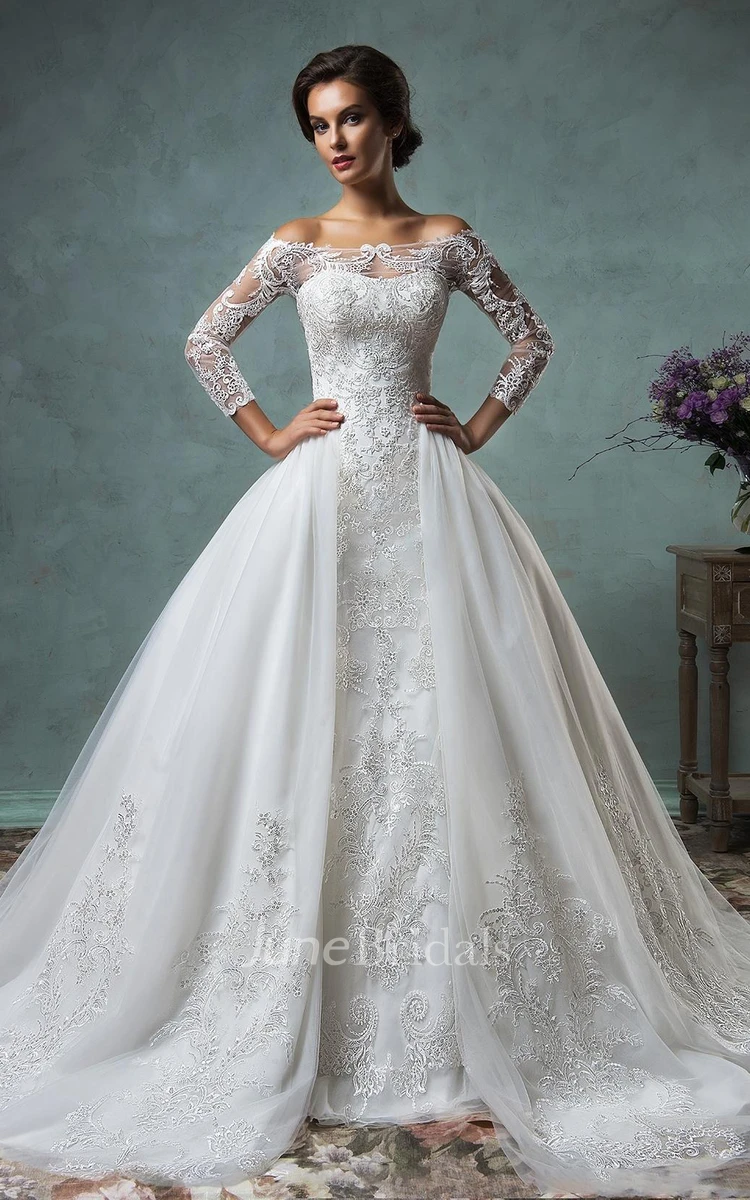 Lace Off The Shoulder Long Sleeve A Line Wedding Dress Lace Off The Shoulder Long Sleeve A Line Wedding Dress