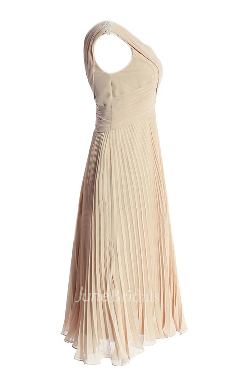 V-neck Criss-cross Chiffon A-line Gown With Zipper Back